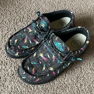 Hey Dude Mens Wally Moccasins - Black with Colorful Accents